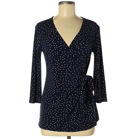 41 Hawthorn Tops - NWT 41Hawthorn Polka Dot Wrap Front Knit Top